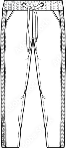 SWEAT PANTS FASHION FLAT SKETCHES technical drawings teck pack Illustrator vector template