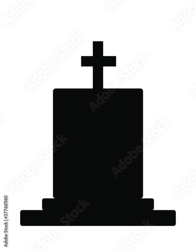 Blank tombstone vector silhouette illustration isolated on white background. Gravestone or headstone on graveyard. Rest in peace on cemetery.