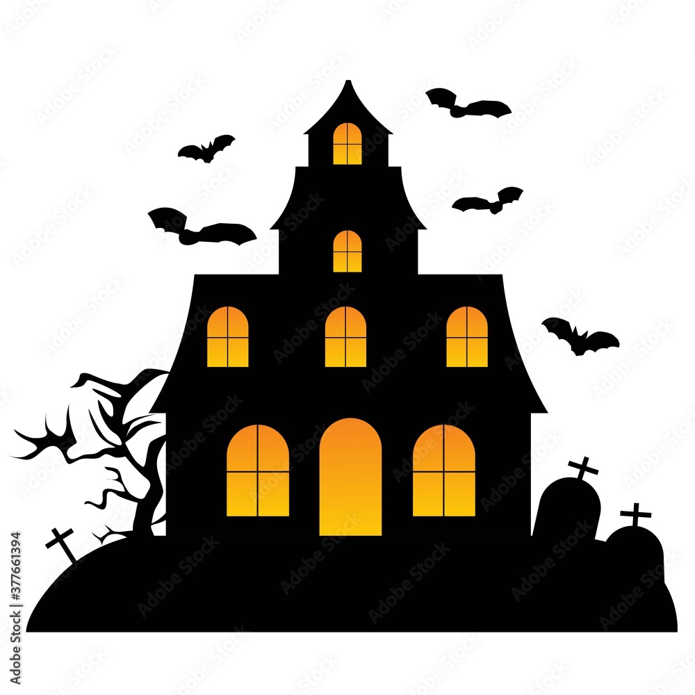 Happy Halloween. haunted house illustration. invitation card. vector illustration