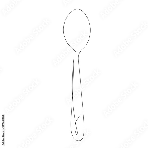 Spoon line drawing on white background vector illustration