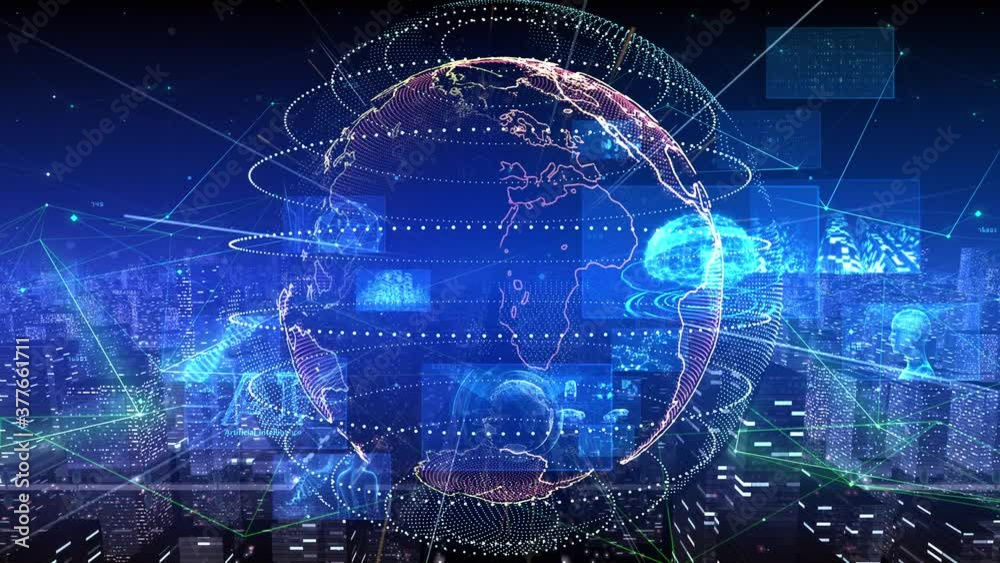 Cloud Digital Communication Network Technology AI Big Data City Business Loop Background Cloud Digital Communication Network Technology AI Big Data City Business Loop Background