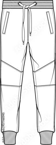 SWEAT PANTS FASHION FLAT SKETCHES technical drawings teck pack Illustrator vector template