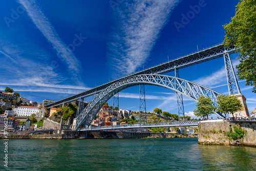 Dom Luis I Bridge, a double-deck bridge across the River Douro in Porto, Portugal © momo11353