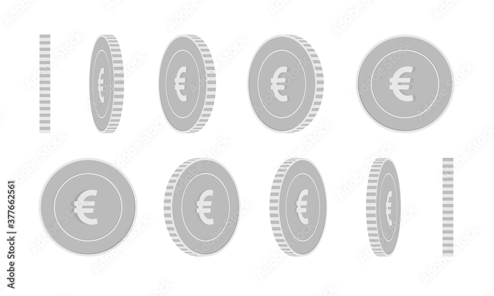 European Union Euro rotating coins set, animation European Union Euro rotating coins set, animation