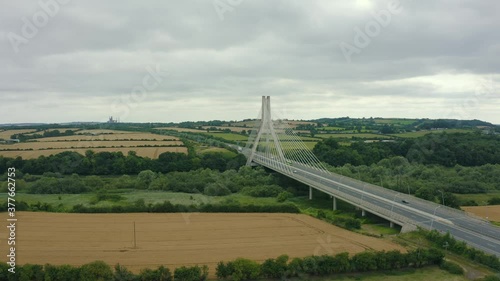 The Mary McAleese Boyne Valley Bridge is a cable-stayed bridge in County Meath, and Co Louth, Ireland. It spans the Boyne River west of Drogheda on the county boundary between Co Meath and Co Louth. photo