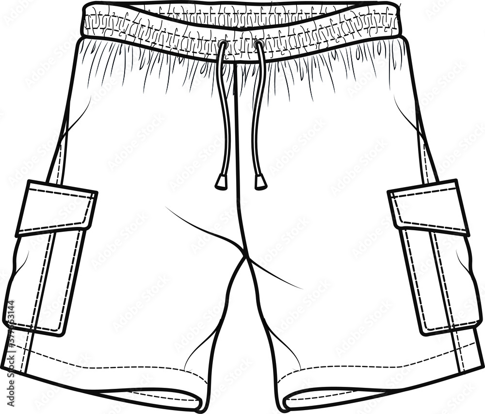 SHORT PANTS, Fashion Flat Sketch, apparel template. Men's Fashion Shorts.  vector de Stock | Adobe Stock