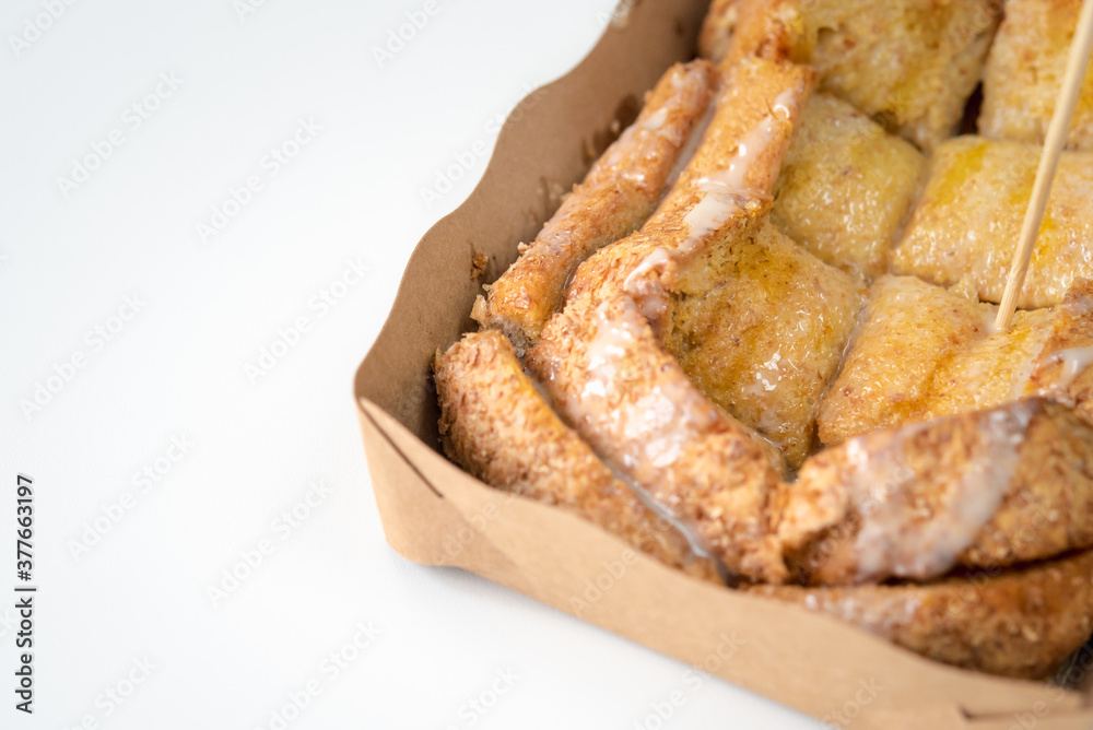 Bread toast with butter and sweet condensed milk Bread toast with butter and sweet condensed milk