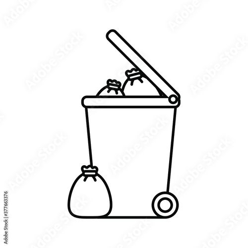 Vector wheelie bin icon, dumpster, bin for trash, dustbin, isolated flat symbol on white background.