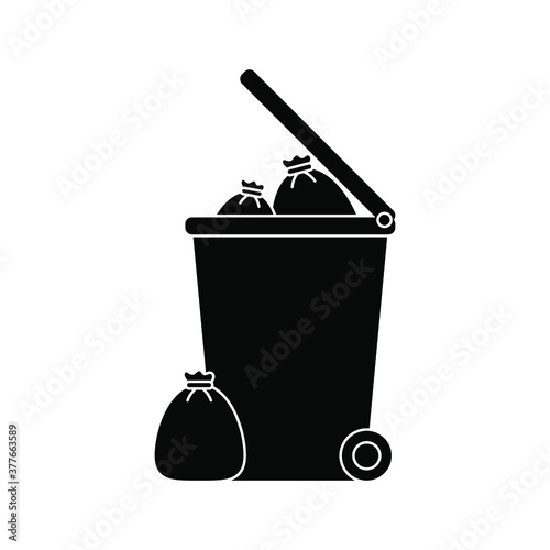 Vector wheelie bin icon, dumpster, bin for trash, dustbin, isolated flat symbol on white background.