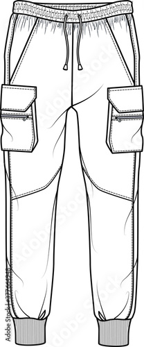 SWEAT PANTS FASHION FLAT SKETCHES technical drawings teck pack Illustrator vector template