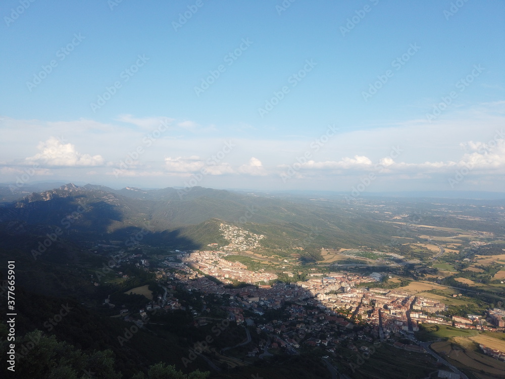 Naklejka premium Berga, village of Barcelona. Catalonia,Spain. Aerial Drone Photo