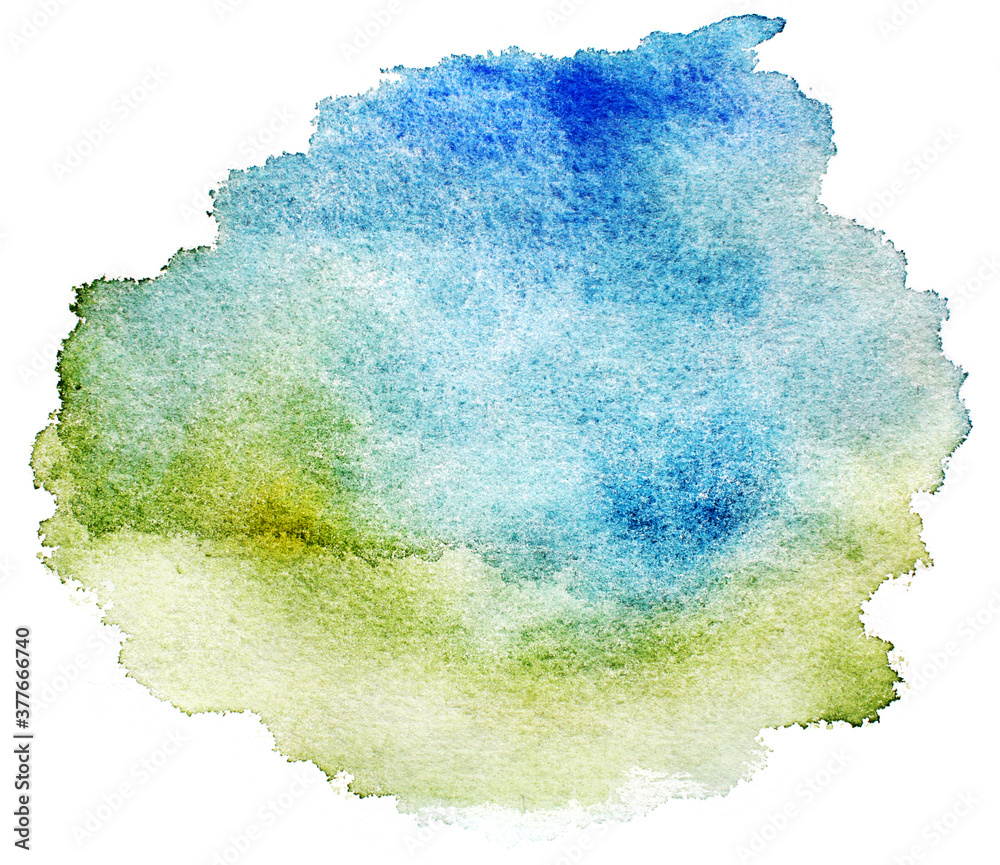 Watercolor blue background. Watercolor green background. 