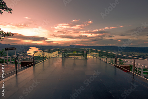 A panoramic natural background surrounded by atmosphere and cool breezes at the viewpoint or tourist attraction.