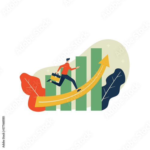 Vector illustration. Growing up business, business goal