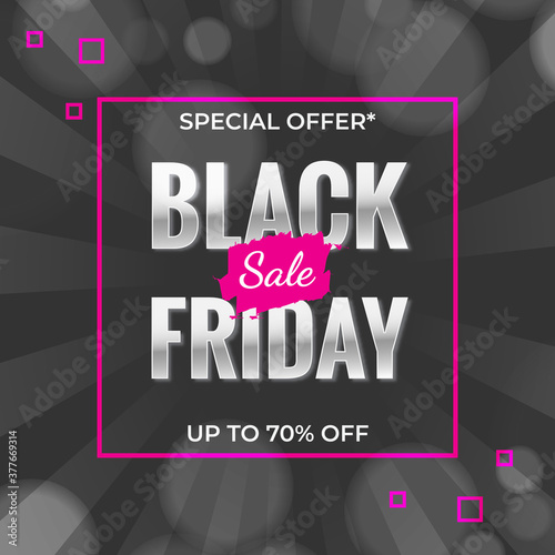 Black Friday Banner Neon Banner Sale, poster, golden color on dark background