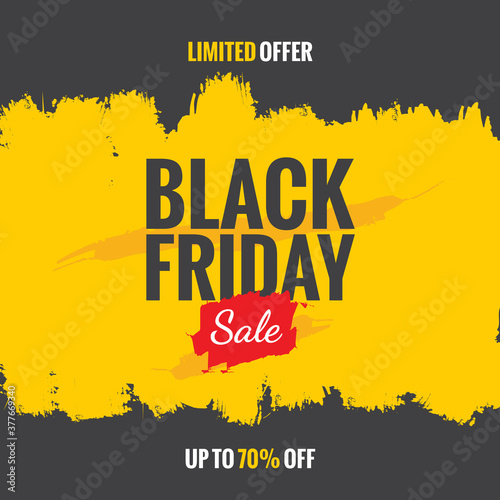 Black Friday Brush Sale. Banner, poster, golden color on dark background