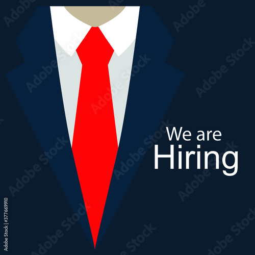 hiring recruitment job offer banner flyer poster with suit red tie white shirt vector