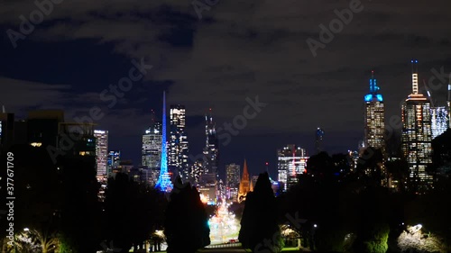 Melbourne paranoma skyline timelapse at night time 
melbourne city night time timelapse photo