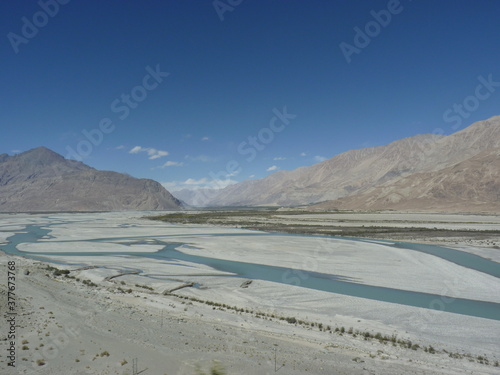 Panoramic View of Mountain Range Road In Leh – Ladakh, India.