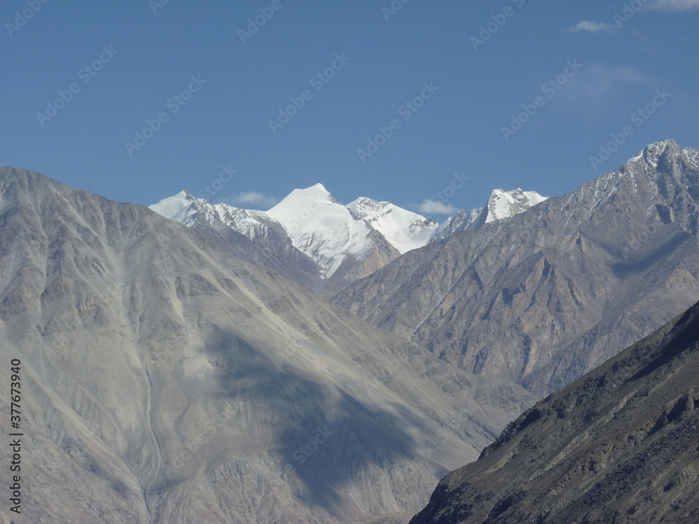 Panoramic View of Mountain Range Road In Leh – Ladakh, India.