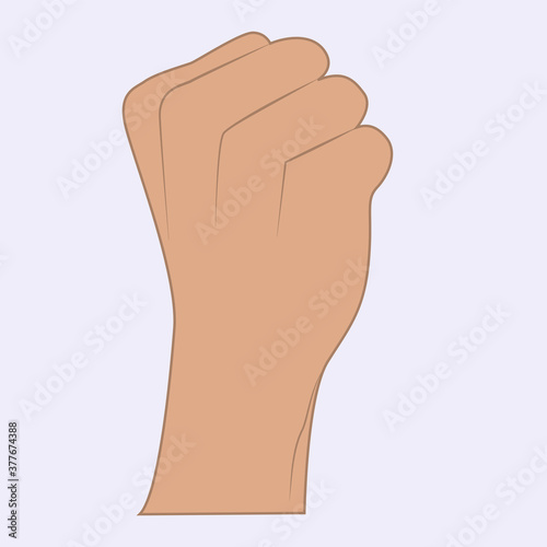 Hand clenched into a fist - isolated on white background - vector.