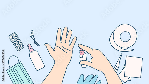 Healthcare, quarantine, protection, coronavirus infection concept. Hand Sanitizer to prevent colds, virus, Coronavirus, infection control concept.Preventive measures from Covid19 desease and 2019ncov 