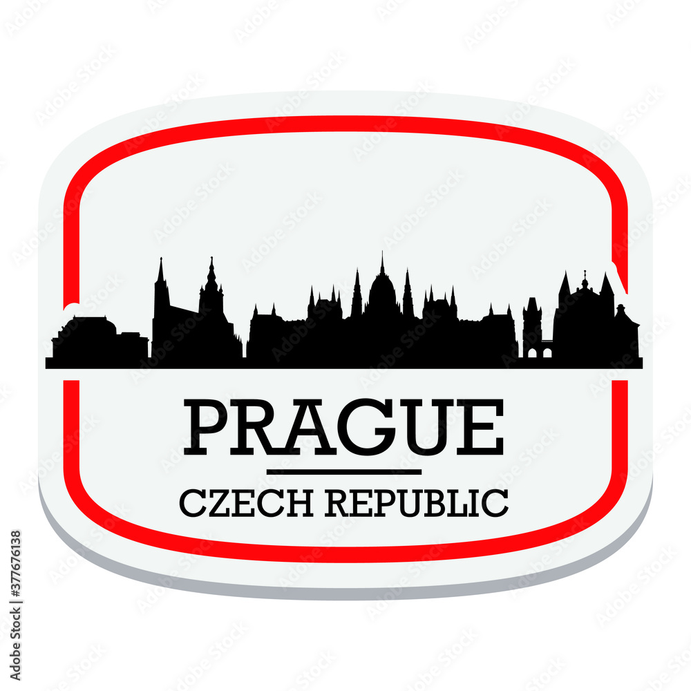 Prague Czech Republic Label Stamp Icon Skyline City Design Tourism Logo.