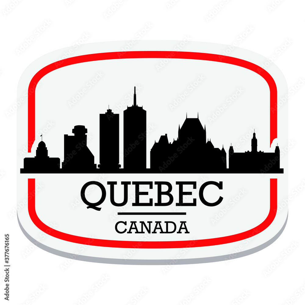 Quebec Canada Label Stamp Icon Skyline City Design Tourism Logo.