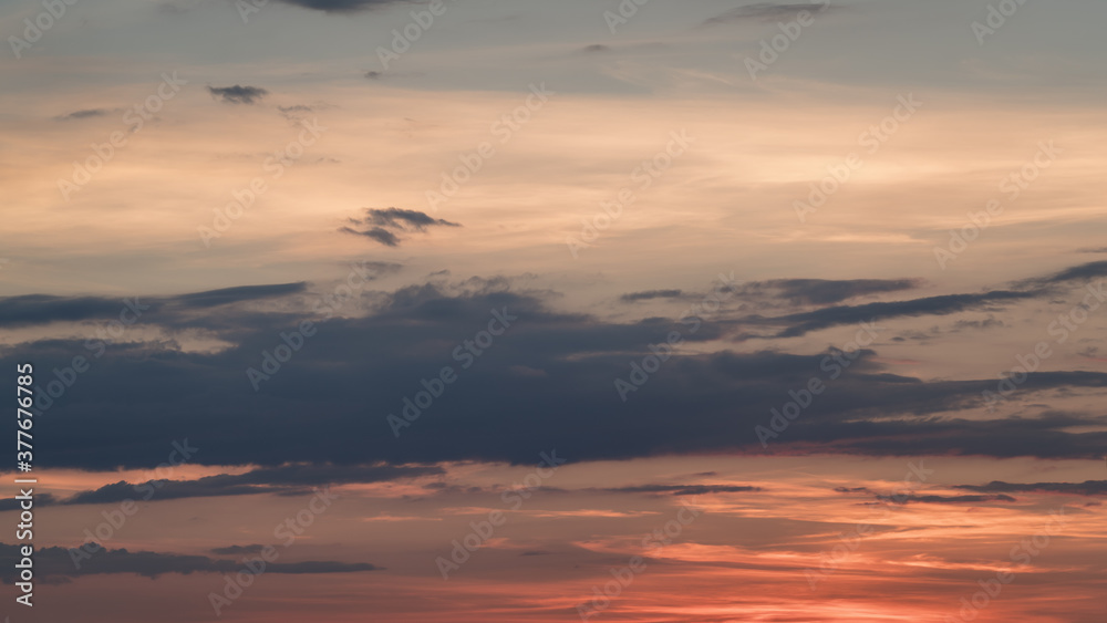 Evening sky with clouds and sunset light