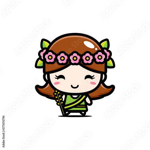 cute demeter goddess character vector design