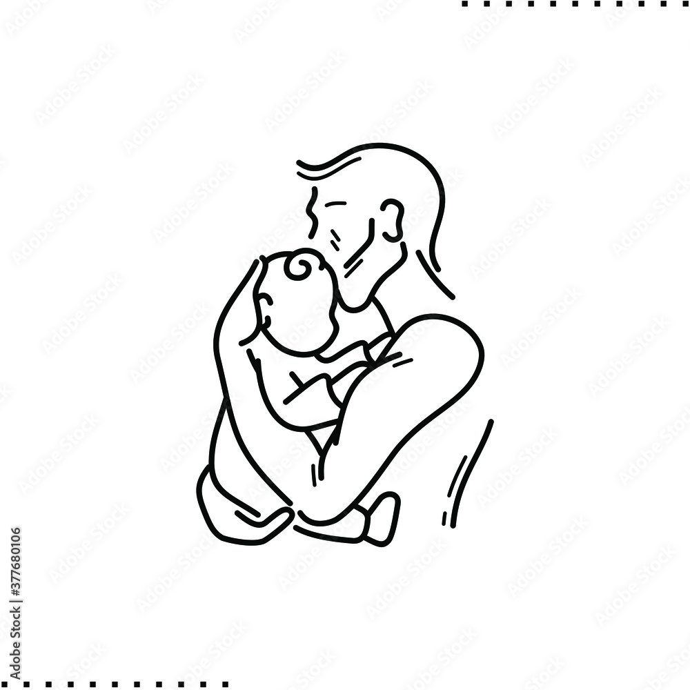 father kissing a baby vector icon in outlines father kissing a baby vector icon in outlines