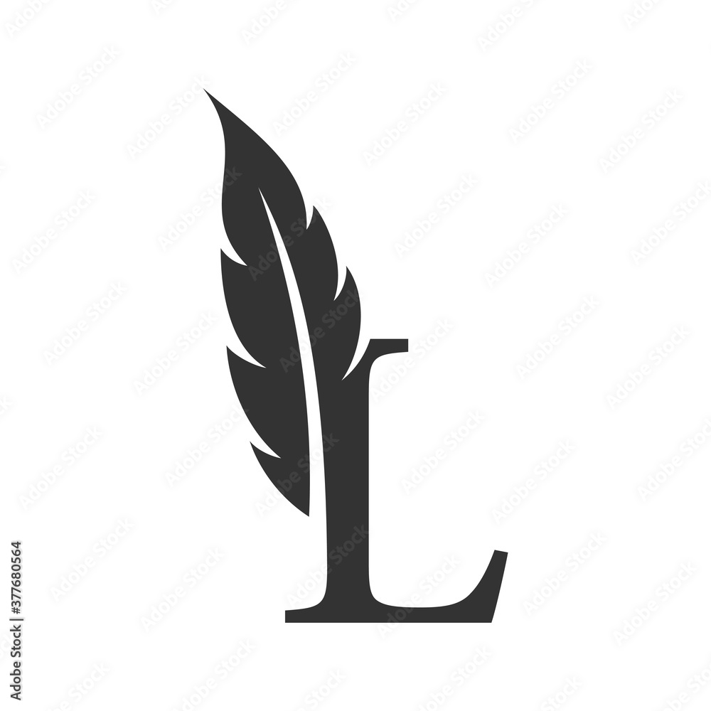 Letter l with Feather Luxury vector logo template Stock Vector | Adobe ...