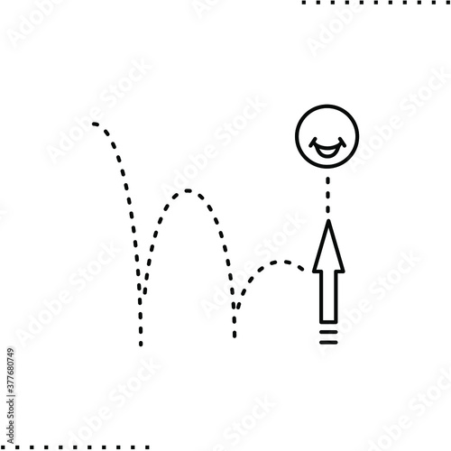 happy reaction, bounce vector icon in outlines