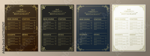 restaurant menu with elegant ornamental style