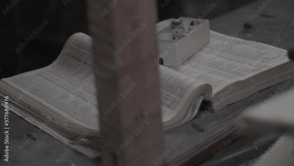 Open phone book directory apocalyptic abandoned building Open phone book directory apocalyptic abandoned building