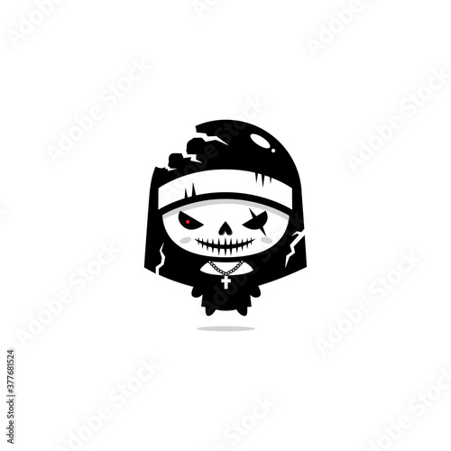 spooky ghost nun character vector design