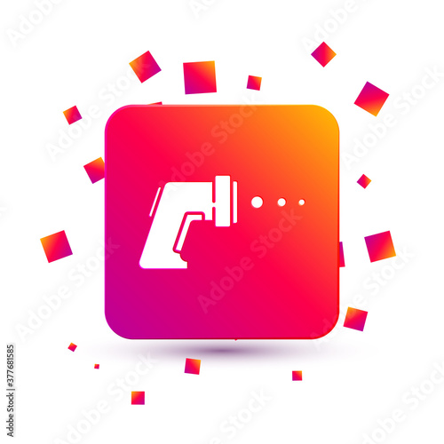White Digital contactless thermometer with infrared light icon isolated on white background. Square color button. Vector.