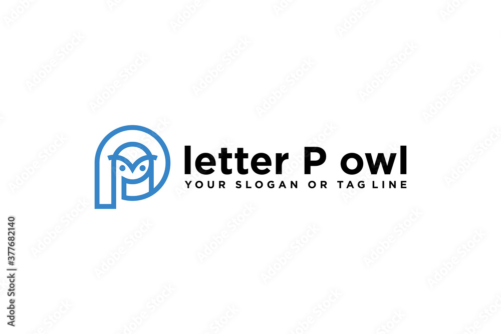 letter P with an owl logo design vector letter P with an owl logo design vector