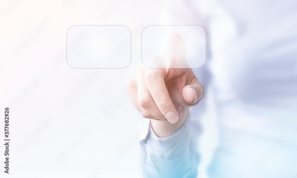 woman's hand presses buttons on the screen woman's hand presses buttons on the screen