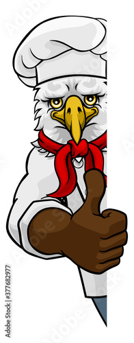 An eagle chef mascot cartoo...