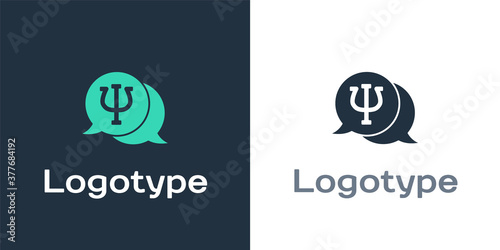 Logotype Psychology icon isolated on white background. Psi symbol. Mental health concept, psychoanalysis analysis and psychotherapy. Logo design template element. Vector.