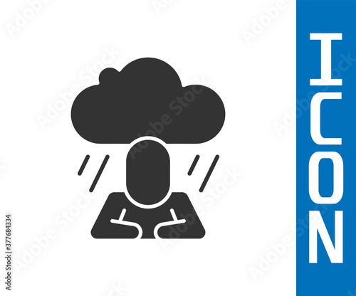 Grey Depression and frustration icon isolated on white background. Man in depressive state of mind. Mental health problems. Vector.