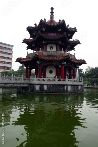 Traditional Chinese pavilion at the 228 Peace Memorial Park in Taipei, Taiwan