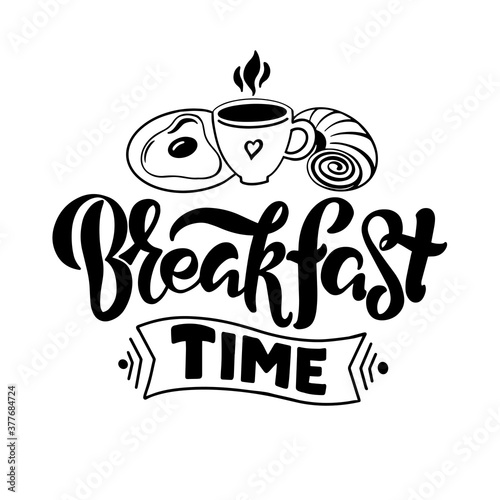 vector illustration of breakfast in lettering style