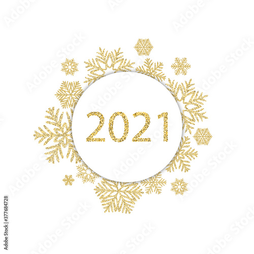 Shiny festive background. Postcard cover. New Year Christmas. Circle of snowflakes. eps 10 © Kateryna