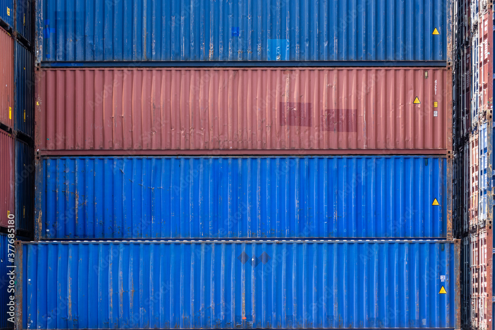 Fototapeta premium Container Stacked high, became a great wall