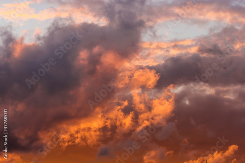 Fototapeta Naklejka Na Ścianę i Meble -  Clouds lit by the sun at sunset.