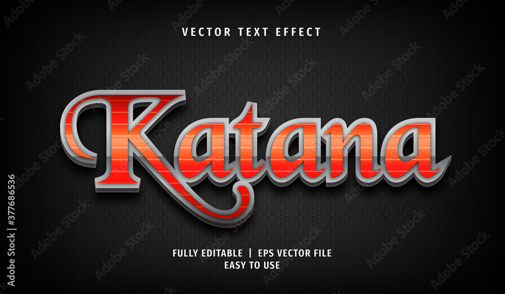 3D Katana Text effect, Editable Text Style