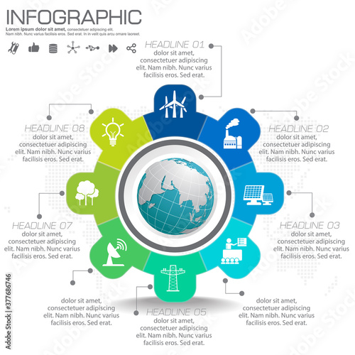 Earth globe with infographic vector illustration can be use as flyer, banner or poster. World Environment Day concept.