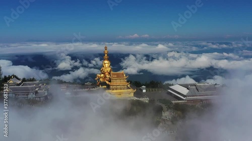 drone view of emei mountain jinding scenic